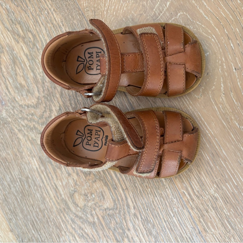 Pom D'Api Brown Leather Sandals with Velcro Straps 20